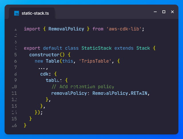 Contents of the static-stack.ts file